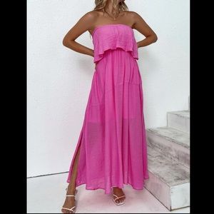 Strapless Pink Maxi Dress
